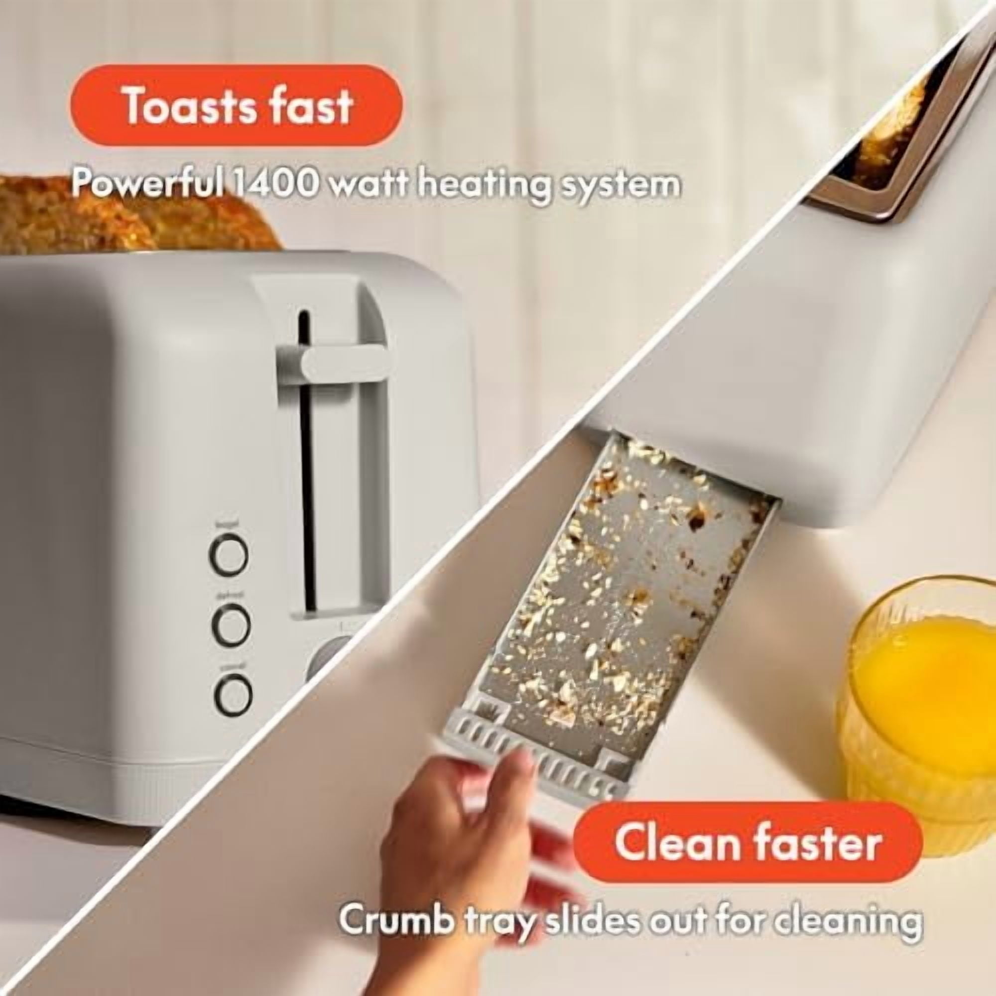 4 Slice Slim Toaster, Fits-anywhere™ Kitchenware, 6 Setting Shade Control with Reheat & Cancel Buttons, Fits Sourdough, 10” Long Slot, Anti Jam & Auto Shutoff, 900 Watt, Oatmilk