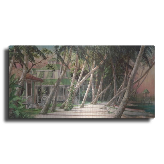 Luxe Metal Art 'Island House' by Art Fronckowiak, Metal Wall Art, 24"x12"
