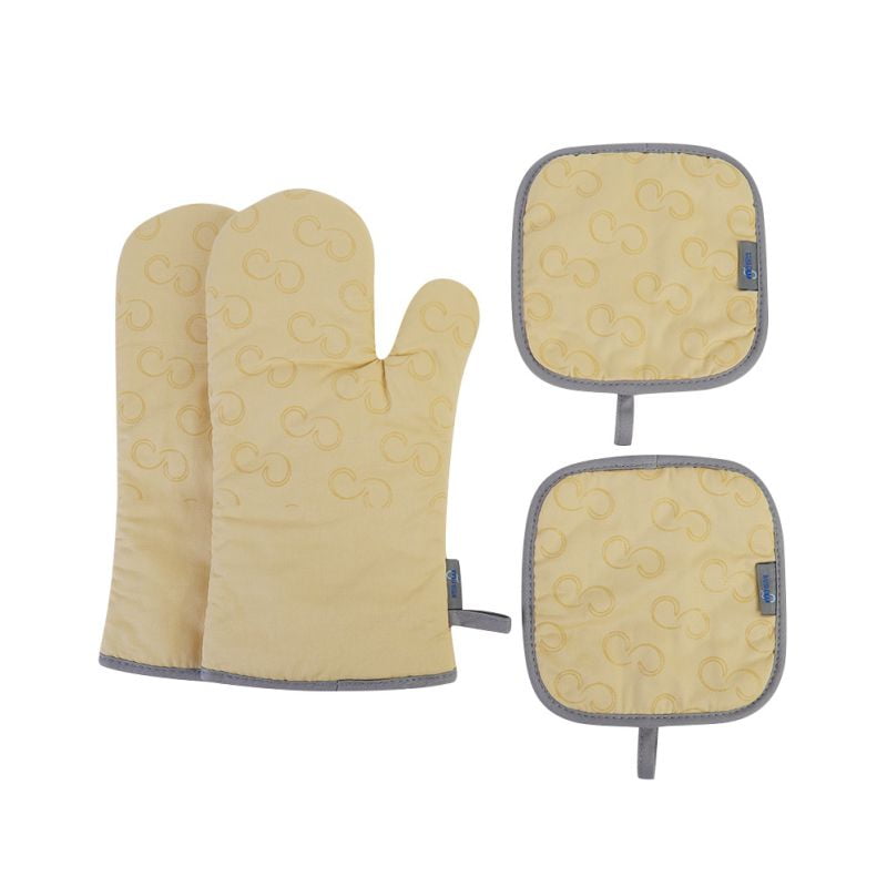 4piece Set Highgrade Heatresistant Oven Gloves Heat Insulation Pad Silicone Printing