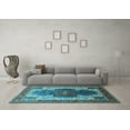 thumbnail image 3 of Ahgly Company Indoor Round Oriental Light Blue Industrial Area Rugs, 3' Round, 3 of 4