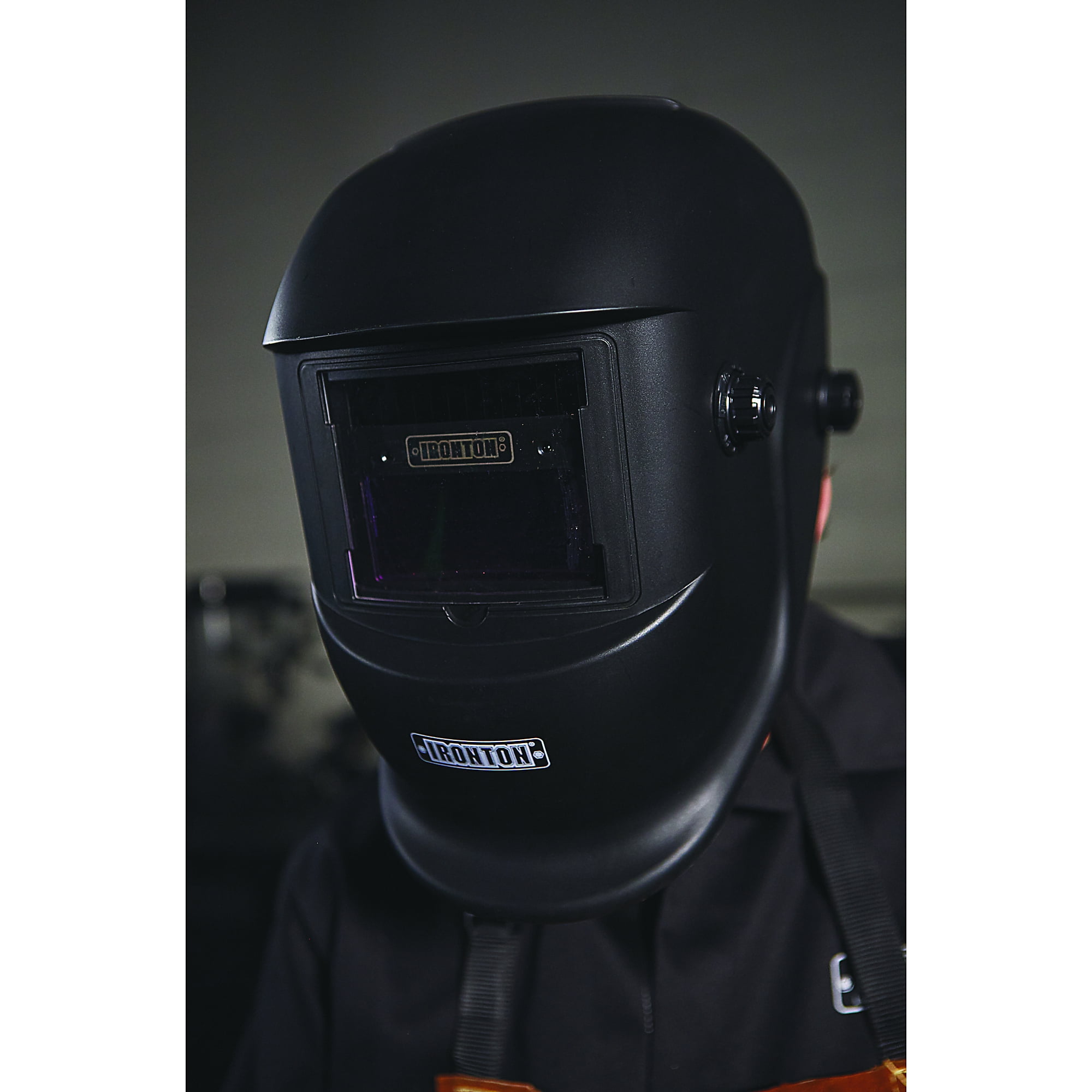Ironton Auto-Darkening Welding Helmet with Grind Mode, Matte Black, Large