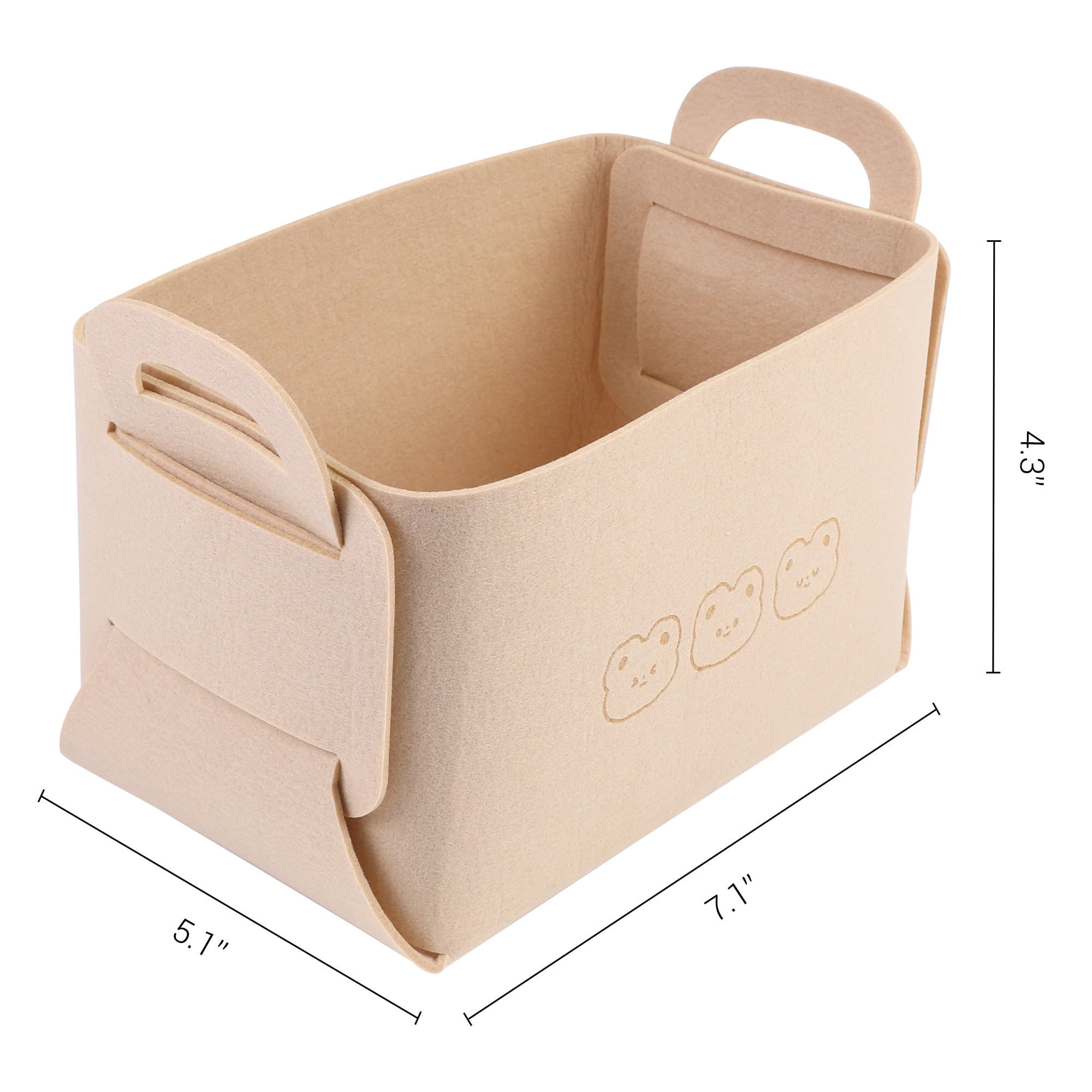 Unique Bargains 3 Pack Storage Cube with Handles Beige 7.1*5.1*4.3in