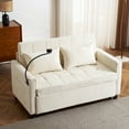 thumbnail image 2 of 56.9" Sleeper Sofa Bed, 3 in 1 Convertible Couch Bed Pull-out Sofa Bed, Small Loveseat Sofa Bed with a Reversible Backrest Cushion, Side Pockets, 2 USB Ports & Phone Holder for Living Room, Beige, 2 of 8