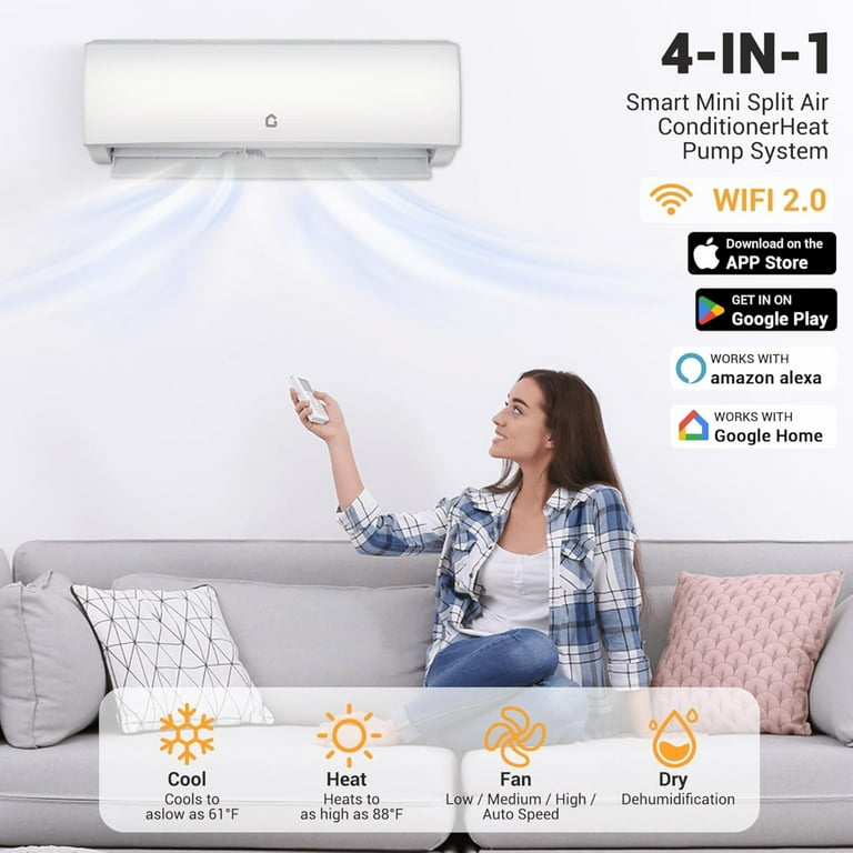 Heat Pump Lg Air Conditioner Google Home Garvee 9000 BTU Mini
