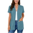 thumbnail image 2 of Xdegoge Business Casual Tops for Women Open Front Loose Fit Layering Tops Short Sleeve Work Tops Solid with Pockets office Professional Wear, 2 of 7