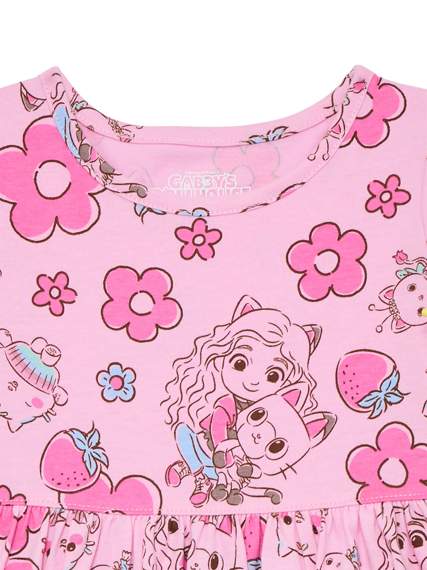Gabbys Dollhouse Toddler Girl Allover Print Dress with Short Sleeves, Sizes 12M-5T