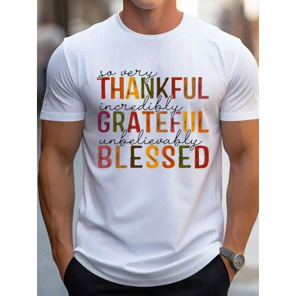 Thanksgiving Crew Neck Short Sleeve T-Shirt For Graphic Tee Shirt For Everyday Wear For Ladies Men