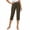 Army Green, variant on Women's High Waist Capri Yoga Pants Slim Stretch Split Hem Cropped Leggings with Back Pockets Casual Gym Workout Trousers