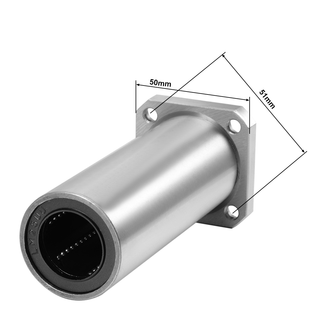 LMK25UU Extra Long Square Flange Linear Ball Bearings, 25mm Bore Dia, 40mm OD