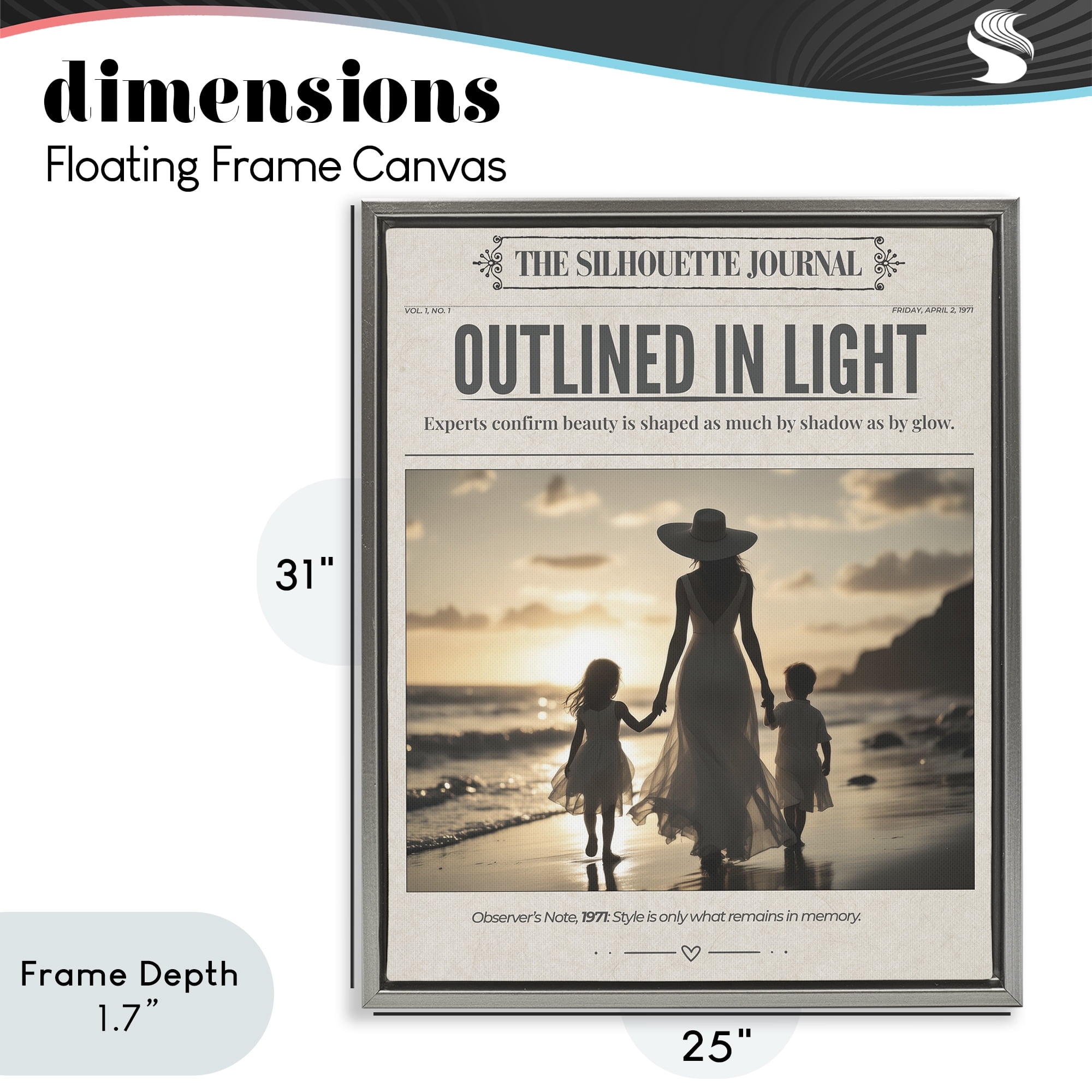 Stupell Industries Outlined In Light Newspaper Gray Framed Floater Canvas Wall Art, design by A Barefoot Stylist