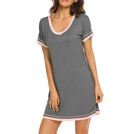 

Women Night Dress Sleepwear Solid Nightgowns Ladies Sleep Shirts Pajamas Homewear