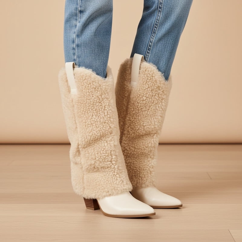 Women’s Faux Fur Knee High Western Boots