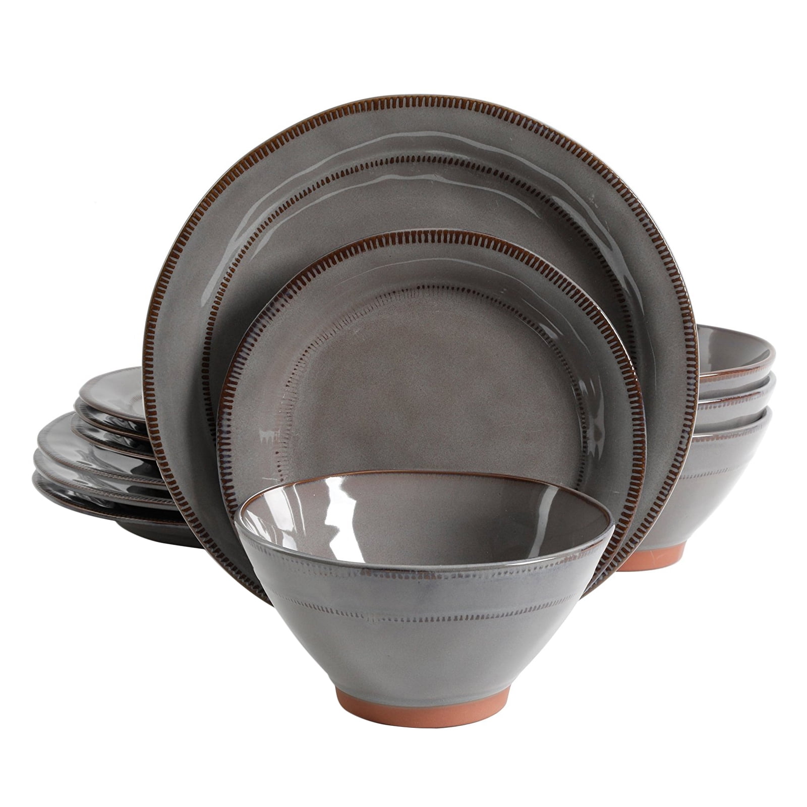 Gibson Elite Terranea 12 Piece Dinnerware Set in Grey