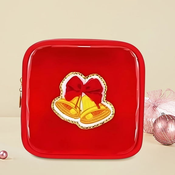 Christmas Mini Makeup Bag - Travel Cosmetic Pouch Portable Holiday Gift Bag Stocking Stuffer for Women