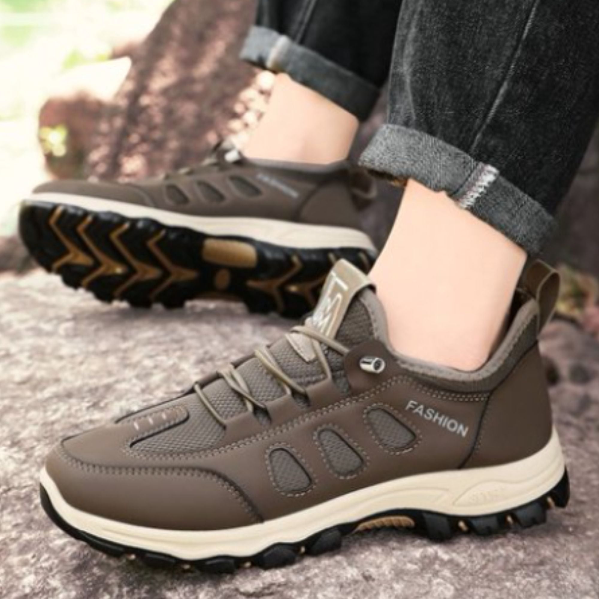 CHICVOMEY Walking Sneakers for Men Breathable Lightweight Slip-On Sneakers Hiking Shoes with Anti-Slip for Running Trekking Outdoor Camping