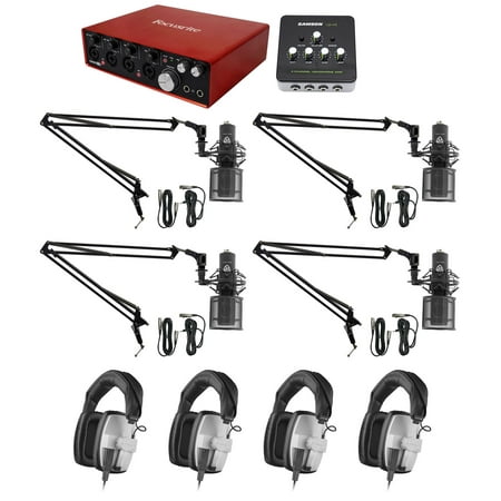4-Person Podcast Podcasting Kit w/Scarlett Interface+Beyerdynamic Headphones