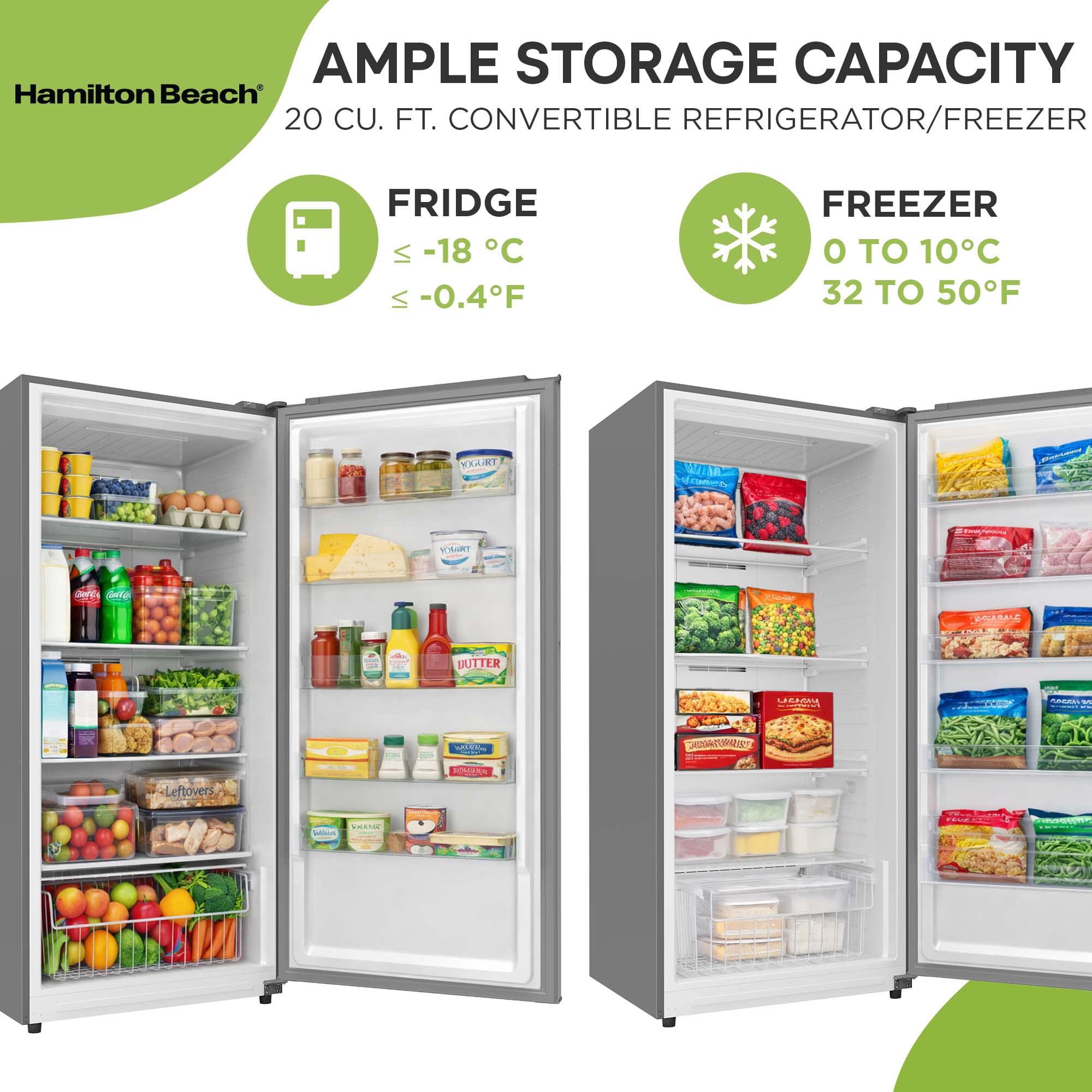 Hamilton Beach 20 cu. ft. Frost-Free Convertible Upright Freezer/Refrigerator, Stainless Steel HBFRF2099