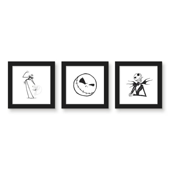 Gallery Pops Disney The Nightmare Before Christmas - Jack Skellington Wall Art Bundle (3-Pack), Black Framed Version, 12" x 12"