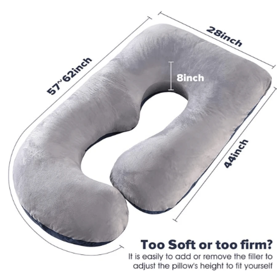 Best-selling U-shaped pregnant pillow - promotes side sleeping, supports the waist and abdomen. An essential item for pregnant women when sleeping.