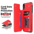 thumbnail image 5 of for iPhone XR Wallet Case with Card Holder RFID Blocking, Kickstand Card Slots Case, Dimaond Patterned Elegent PU Leather,Double Back Flip Magnetic Clasp and Durable Shockproof Cover,Red, 5 of 8