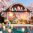 thumbnail image 5 of Garage Door Easter Banner 16x7 ft, Bunny Rabbit & Egg Spring Flower Cover Decoration, Large Outdoor Indoor Hanging Background for Party Supplies & Welcome Decor, 5 of 6
