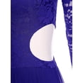 thumbnail image 7 of TiaoBug Women's Floral Lace Long Sleeve Lyrical Ballet Leotard Dress Flowy Mesh Modern Contemporary Dance Dress Purple XL, 7 of 7