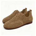 thumbnail image 6 of Womens Leather Sneakers Wide Toe Box Oxfords Flats Dressy Comfortable Round Toe Non Slip Business Work Loafers Retro Casual Lace up Soft Soled Cushion Lightweight Shoes Brown 7, 6 of 6