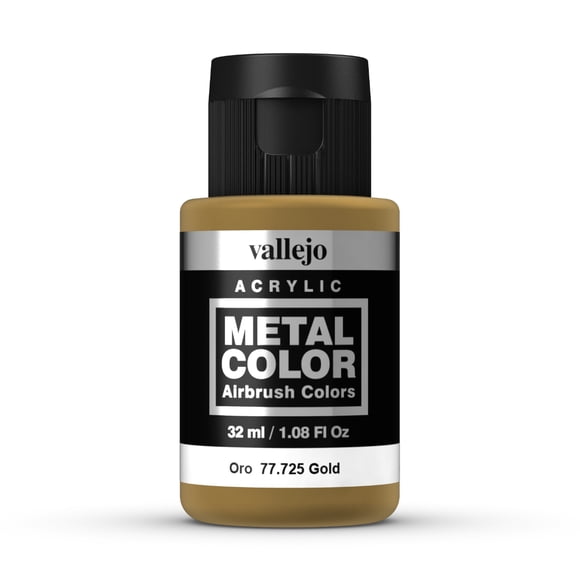 Vallejo 77725 Gold Metal Color Acrylic Airbrush Paint, 32ml Metallic Paint for Military Aircraft & Scale Models