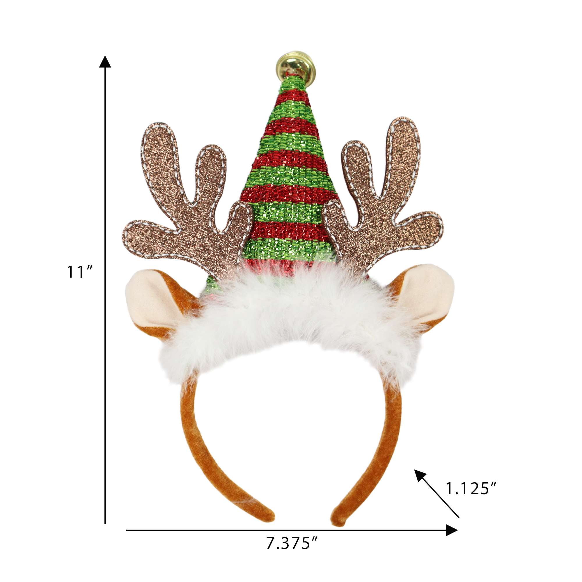Bandeau de chapeau de renne à rayures de vacances,hauteur de 10 pouces,multi couleur