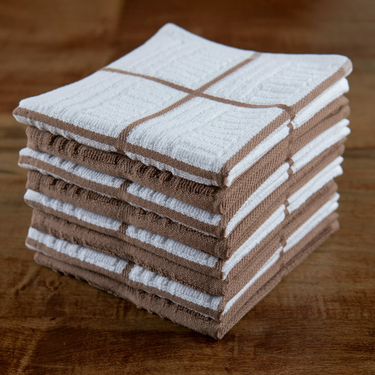 Sticky Toffee Cotton Terry Kitchen Dishcloth Towels, Reusable and Absorbent  Cleaning Cloths, 8 Pack, 12 in