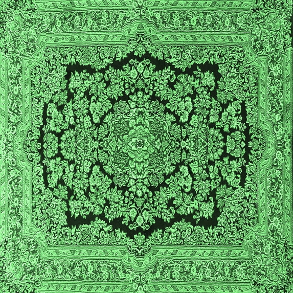 Ahgly Company Indoor Square Persian Emerald Green Traditional Area Rugs, 4' Square