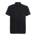 thumbnail image 3 of Calsunbaby Men Cotton Linen Short Sleeve Solid Shirts Casual Dress Tops Black L, 3 of 8