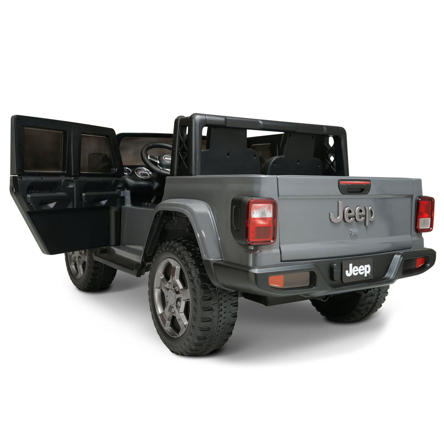 12V Jeep Gladiator Rubicon Battery Powered Ride-on, 2-Seater, Gray, Child Ages 3-8, Max Speed 5 mph