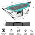 thumbnail image 2 of YANG2  Portable Folding Hammock, Lounge Camping Bed with Hammock Stand, Indoor & Outdoor Hammocks w/Side Pocket, Anti-tip Buckles & Iron Stand for Camping Outdoor Patio Yard Beach (Turquoise), 2 of 9