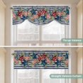 thumbnail image 5 of Tie Up Valance Curtain for Kitchen, Retro Independence Day Flag Rod Pocket Short Curtains Adjustable Tie-Up Shade Valances, Blue Striped on Linen Window Treatment for Bathroom Living Room Bedroom, 5 of 9