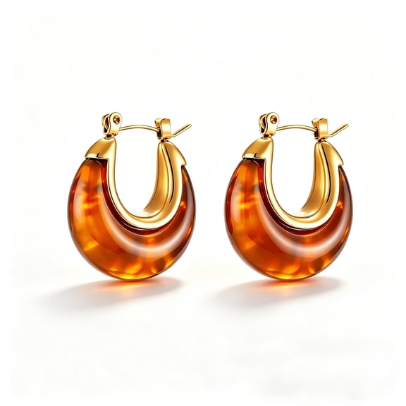 14K Gold Plated Chunky Hoop Earrings for Women Hypoallergenic Gold Earrings Resin Drop Earrings Vintage Huggie Hoops Earring Jewelry Gifts
