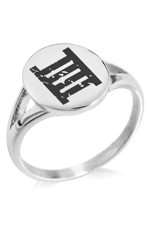 Stainless Steel Ancient Tribal Morality Rune Minimalist Oval Top Polished Statement Signet Ring