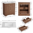 thumbnail image 2 of 30-Inch Fluted Bathroom Vanity with Ceramic Sink Freestanding Farmhouse Bathroom Cabinet with 2 Drawers Flip-Down Storage and Easy-Clean Design Walnut, 2 of 7