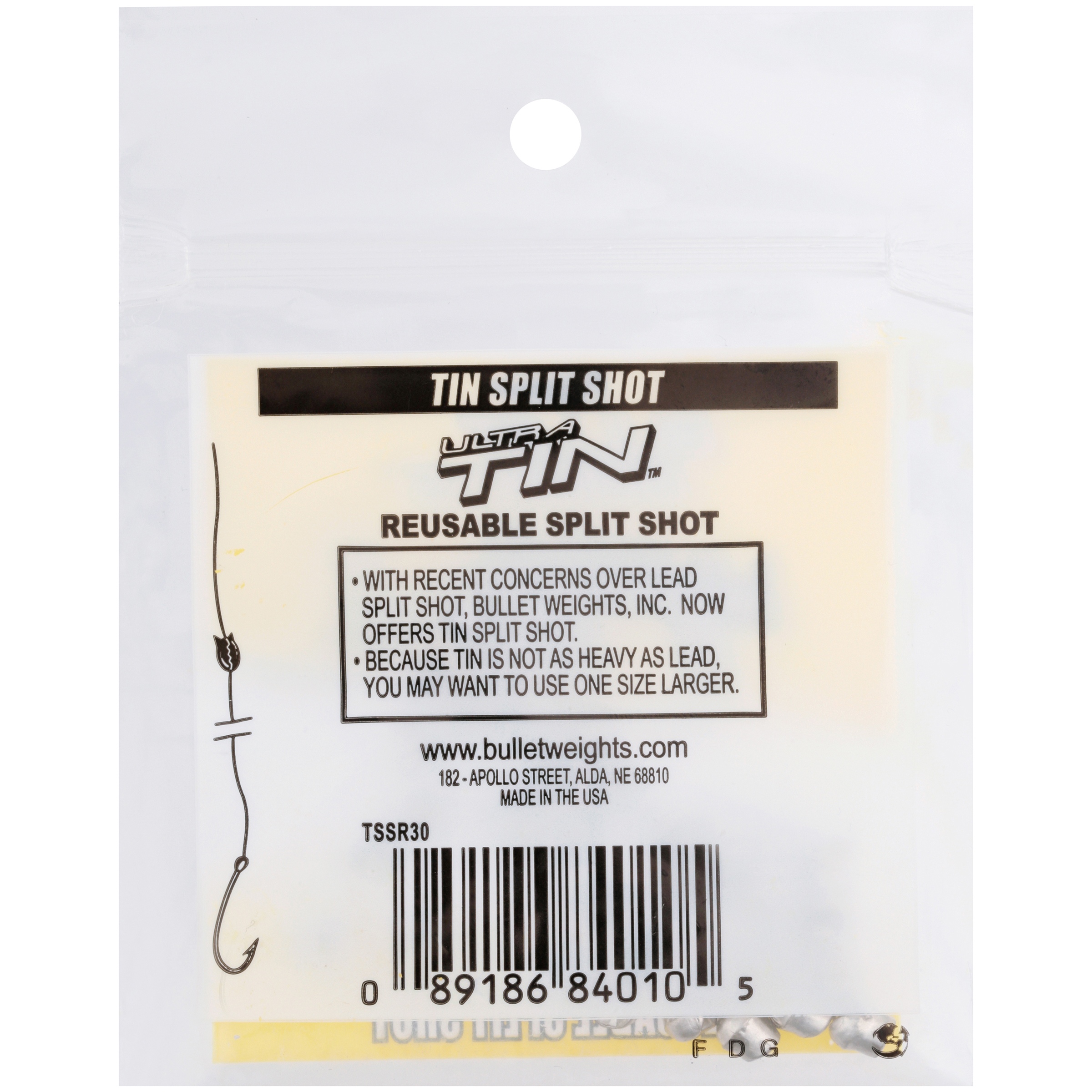 Bullet Weights® TSSR30-24 Ultra Tin™ Reusable Split Shot Size 3/0 Fishing Weights
