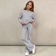 thumbnail image 4 of Spazoro Girls 2 Piece Outfit Set, Long Sleeve Elastic Waist Flare Leg Solid Color Crewneck Casual Loungewear Matching Clothes Gray Size 14-15, 4 of 6