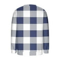 thumbnail image 4 of Lenpel Women's Tops Flannel Casual Crew Neck Plaid Long Sleeve Shirts Fuzzy Warm Pullovers Loose Plush Sweatshirts(Blue,XX-Large), 4 of 5