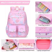 KIVDIT School Backpack Girls Bookbag, Heavy Duty Kids Backpack Spacious School bag with Multiple Pockets for Girls, Pink