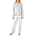 thumbnail image 2 of Valentine's Day Women's 2 Piece Pajama Sets Long Sleeve Top & Pants Bow Print Soft Comfy Sleepwear White S, 2 of 5
