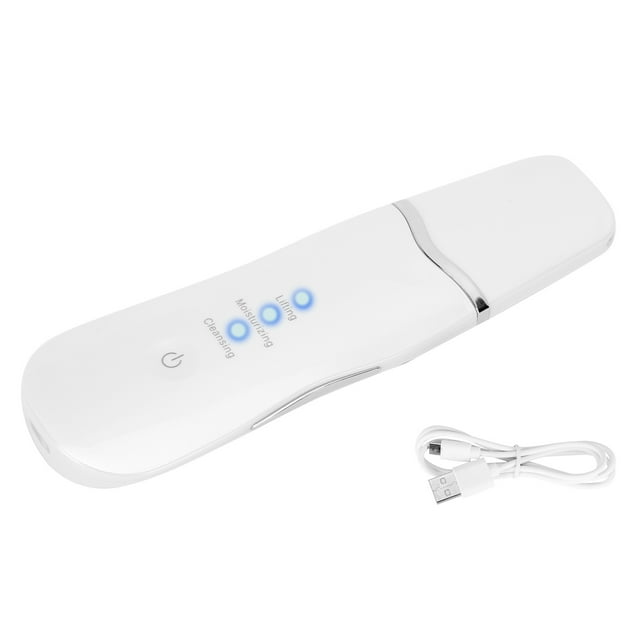 Rechargeable Ultrasonic Skin Scrubber Blackhead Removal Face Pore Cleaner Machine (White)