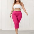 thumbnail image 5 of MLQIDK Hot Pink Plus Size Yoga Capri Pants for Women Plus Size Yoga Capri Pants Elastic Waist Knee Length Pedal Pushers Dressy Casual Pedal Pushers with Pockets Hot Pink L, 5 of 6