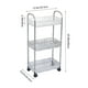 thumbnail image 3 of Estantería de plástico de tres niveles | Estantería móvil con ruedas | Organizador multicapa gris transparente para cocina, baño y sala de estar | Carrito de almacenamiento compacto, 3 of 6