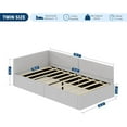 thumbnail image 3 of Twin daybed with headboard, Corner Bed Frame with Bed Rails, Velvet Upholstered Sofa Bed with Guardrail for Bedroom, Guest Room, Adjustable Installation, Wooden Slats Support, Light Grey, 3 of 8