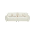 thumbnail image 6 of 86.6 Inch Loveseat Sofa with 4 Throw Pillows, 2-Seater Teddy Fabric Upholstered Sofa Couch with Metal Legs, Comfy Small Sofa for Living Room, Bedroom, Apartment, Beige, 6 of 7