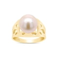 thumbnail image 1 of 11X12MM Round Cut Freshwater Cultured Pearl Solitaire Engagement Ring For Men In 18K Yellow Gold Plated 925 Sterling Silver Size 5.5, 1 of 8