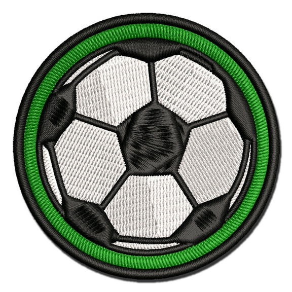 Soccer Ball Applique Multi-Color Embroidered Iron-On Patch - 2.5 Inch Small
